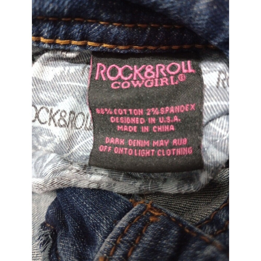 Rock & Roll Cowgirl Jeans Womens 31x34 Trouser Flare Dark Wash - Picture 13 of 16
